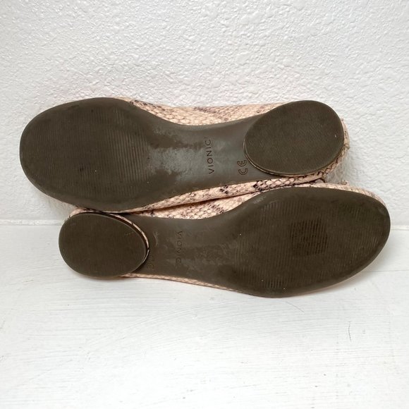Vionic Jewel Callisto Bow Snakeskin Leather Ballet Flats Pink 6 - Picture 6 of 9